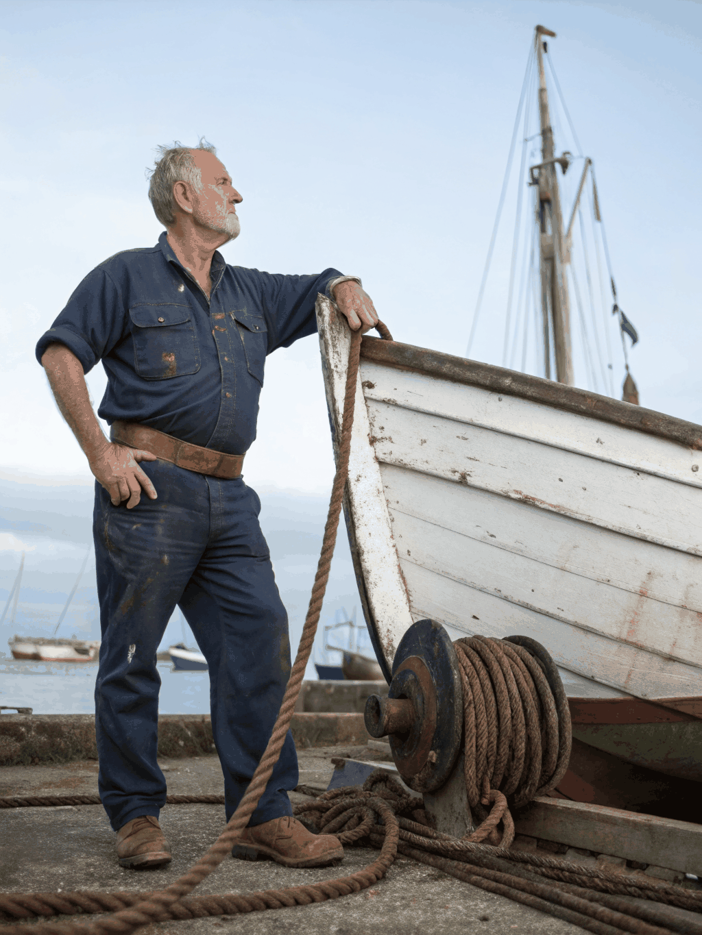 Professional marine canvas repair work on a boat deck