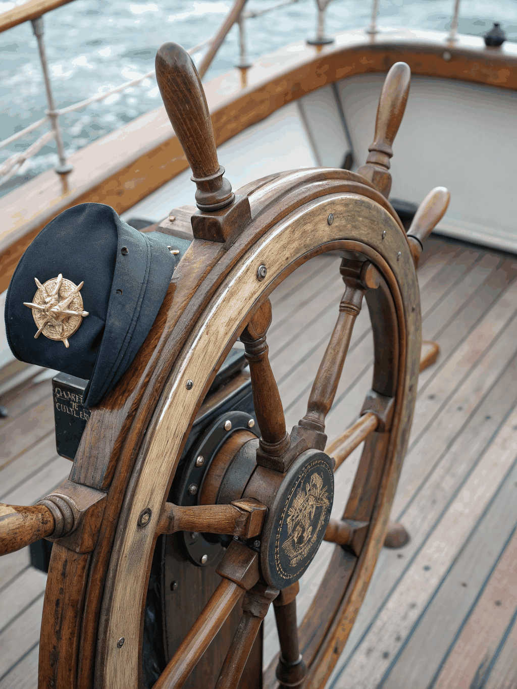 Restored helm chair with high-quality marine vinyl